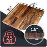 HEIRLOUM 30 x 30 Reclaimed Wood Tabletop, Economy Recycled Solid Wood Panel for Kitchen, Dining and Coffee Tables
