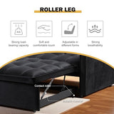 Convertible 3-in-1 Sleeper Sofa Bed with Pullout Bed and Side Pocket, Black Futon Loveseat for Living Room, Bedroom or Small Spaces