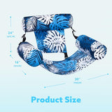 Sloosh Inflatable Pool Lounge Chair with Plant Pattern, Floating Hammock Mat for Adults, Water Raft for Pool, Beach and Summer Parties