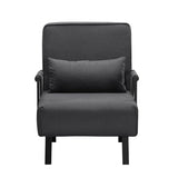 Convertible 3-in-1 Sleeper Sofa Bed with Pullout Bed and Side Pocket, Black Futon Loveseat for Living Room, Bedroom or Small Spaces