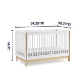 GAP babyGap Tate 4-in-1 Convertible Crib, GREENGUARD Gold Certified, Bianca White and Natural