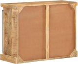 Solid Mango Wood Textured Sideboard Cabinet, 31.5 x 11.8 x 23.6, Retro Style