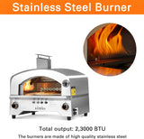 Portable BIG HORN OUTDOORS Gas Pizza Oven with 13 inch Pizza Stone, Stainless Steel Propane Pizza Maker for Outdoor Cooking