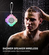 IPX7 Waterproof Bluetooth Shower Speaker with Dynamic Lights, TWS Mode, Loud Stereo Audio & Robust Bass, Portable Wireless Speaker with 24H Playtime for Beach, Kayak or Travel