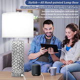Brightever Farmhouse Table Lamps Set of 2 with Touch Controls, 3-Way Dimming, Dual USB Charging Ports and 2 Included A19 LED Bulbs for Nightstands and End Tables