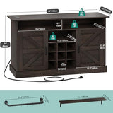 YITAHOME 47-Inch Farmhouse Buffet Cabinet with Power Outlet and Floating Shelves, Multi-Functional Kitchen and Living Room Storage Sideboard, Rustic Brown