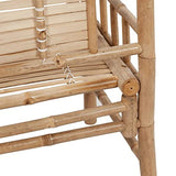 47.2-Inch Bamboo Garden Bench with Backrest, Carry Handles and Cushion, Portable Seating for Patio, Indoor or Outdoor Use