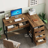 Space-Saving L-Shaped Computer Workstation by Tribesigns, Featuring 6 Drawers, 47-Inch Corner Desk, CPU Stand and Home Office Writing Space