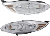Evan-Fischer Clear-Lens Halogen Headlight Set for 2011-2013 Ford Fiesta, CAPA Driver and Passenger Side Pair with Bulbs