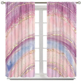 2-Panel Abstract Golden Blue Marble Curtains, 27.5x63in Vintage Art Window Treatment for Living Room or Kitchen