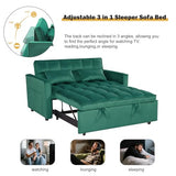 Convertible 3-in-1 Sleeper Sofa Bed with Pullout Bed and Side Pocket, Black Futon Loveseat for Living Room, Bedroom or Small Spaces
