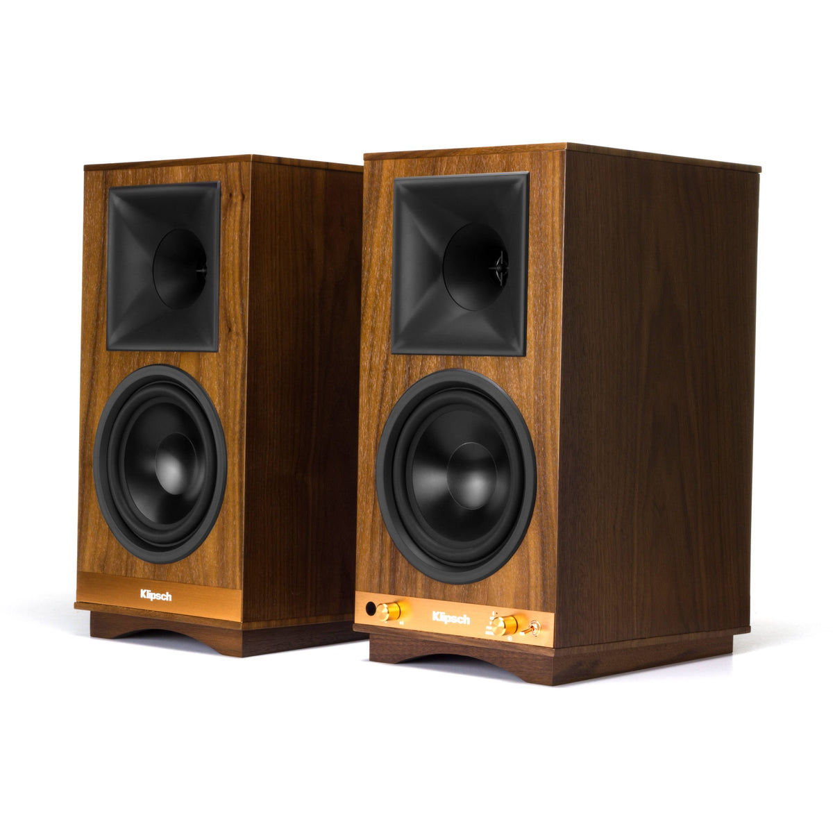 Klipsch The Sixes Heritage Wireless Speakers, Walnut 2-Way Tabletop Pair with 200W RMS Audio and Wireless Connectivity