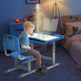 BELANITAS Adjustable Kids Study Desk and Chair Set in Green, Featuring a 40-Degree Tilt Desktop for Ages 5-12