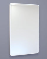 16×20 Austin Farmhouse Recessed Medicine Cabinet with Rounded Rectangle Metal Frame, Beveled Mirror & Glass Shelves, 14×18 in-Wall Opening, Powder-Coated Steel, Magnet Close, Brushed Nickel