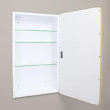 16×20 Austin Farmhouse Recessed Medicine Cabinet with Rounded Rectangle Metal Frame, Beveled Mirror & Glass Shelves, 14×18 in-Wall Opening, Powder-Coated Steel, Magnet Close, Brushed Nickel