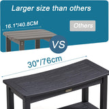 HDPS Waterproof Shower Bench with Adjustable Feet, Non-Slip Poly Lumber Bathroom Seat & Footrest for Shaving Legs, Brown