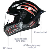 DOT-Approved Full-Face Motorcycle Helmet with Integrated Crash Protection, HD Visor, Ventilation System and Four-Season Design for Men and Women