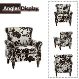 HULALA HOME Upholstered Wingback Accent Chair with Removable Cushion, Wood Legs and Nailhead Trim, Floral Living Room or Bedroom Armchair, Blue