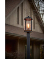 Kichler Barrington 17.85-Inch Post Light with a Distressed Black and Wood Finish