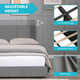 CECER King Upholstered Platform Bed with Velvet Adjustable Headboard, 4 Storage Drawers and Solid Metal and Wood Frame, Easy Assembly, Dark Grey