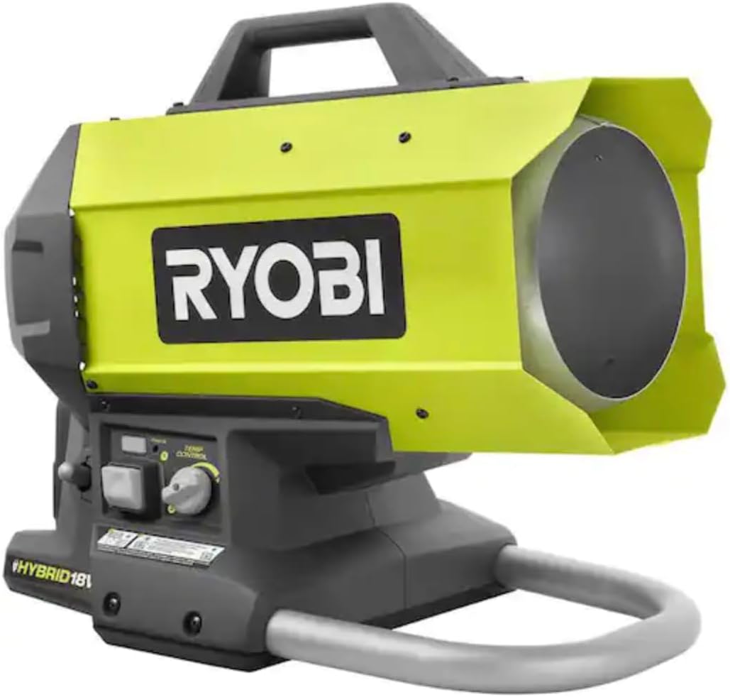 RYOBI 18V ONE+ Hybrid Forced-Air Heater with Propane Fuel Compatibility