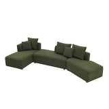 Oversized L-Shaped Sectional Sofa with Chaise Lounge, Upholstered Living Room Couch Featuring 3 Back Pillows and 2 Throw Pillows, Orange