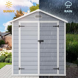 DWVO 5 x 3ft Gray Resin Outdoor Storage Shed with Floor, Window, Waterproof Construction, and Lockable Door for Garden, Yard, or Patio