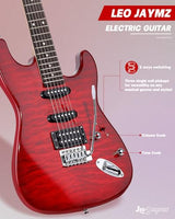 Leo Jaymz 39-Inch Full-Size ST-Style Electric Guitar Starter Kit with SSH Pickup, 5W Portable Amp, Tuner, Gig Bag, Strap and Accessories, Violet Ocean