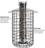 Droll Yankees 344305 Caged Sunflower Bird Feeder, Squirrel-Proof Design, 20-Inch, Black