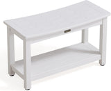 HDPS Waterproof Shower Bench with Adjustable Feet, Non-Slip Poly Lumber Bathroom Seat & Footrest for Shaving Legs, Brown