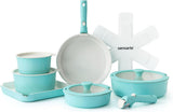 SENSARTE 17-Piece Nonstick Ceramic Cookware Set with Removable Handles, Induction Compatible Pots and Pans, Dishwasher and Oven Safe, Gray