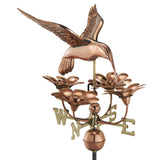 Good Directions Hummingbird Weathervane with Flowers, Finished in Polished Copper