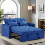 Convertible 3-in-1 Sleeper Sofa Bed with Pullout Bed and Side Pocket, Black Futon Loveseat for Living Room, Bedroom or Small Spaces