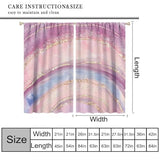 2-Panel Abstract Golden Blue Marble Curtains, 27.5x63in Vintage Art Window Treatment for Living Room or Kitchen
