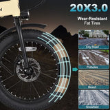 Folding 20′′ x 3.0 Fat-Tire Electric Bike for Adults with 374.4Wh Battery, 20MPH Cargo E-Bike, LCD Color Display and 6-Speed Gears, Fits Riders 50+