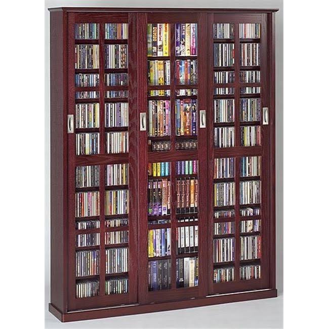 Leslie Dame MS 1050dc Mission-Style Multimedia Cabinet with Sliding Glass Door, Dark Cherry