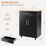 Shintenchi Rolling Kitchen Island Cart with Large Worktop, Cabinet Storage, Drawers, Towel Rack and Wheeled Side-Table Design, White