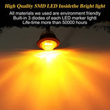 20-Piece Amber Round LED Side Marker and Clearance Light Set, 3/4 12V Waterproof Lamps for Boats, Trucks, Trailers, Campers and Buses