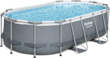 Bestway Power Steel 56655E Above-Ground Swimming Pool Set, 16ft x 10ft x 42in Oval Frame with 1000 GPH Filter Pump, Ladder, and Cover