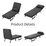 Convertible 3-in-1 Sleeper Sofa Bed with Pullout Bed and Side Pocket, Black Futon Loveseat for Living Room, Bedroom or Small Spaces