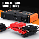 Tacklife T8 Pro Car Jump Starter with 1200A Peak Power, 18000mAh Battery, LCD Screen and Water-Resistant Housing, Orange