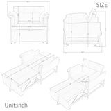 Convertible 3-in-1 Sleeper Sofa Bed with Pullout Bed and Side Pocket, Black Futon Loveseat for Living Room, Bedroom or Small Spaces