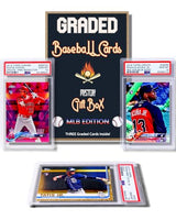MLB Edition Baseball Card Gift Box Featuring Three Premium PSA/BGS Graded Cards Rated 10, 9.5, or 9, with Potential Rookie Autographs and Numbered RC Refractors
