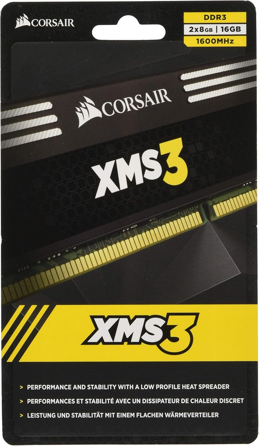 Corsair XMS3 16GB DDR3 1600MHz Desktop Memory Kit, 2 x 8GB, PC3-12800, 240-Pin Dual Channel, CMX16GX3M2A1600C11