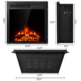 Tangkula 22.5-Inch Electric Fireplace Insert with Remote Control, Freestanding or Recessed Heater, Adjustable Heat, and 7 Log Hearth Flame Settings