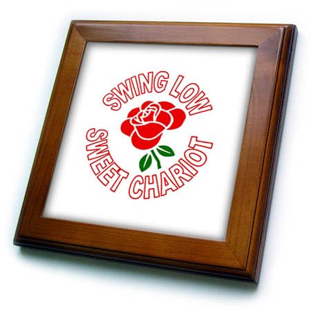 3dRose Single Red Rose and Sweet Chariot Anthem Framed Tile Wall Art, ft-376705-1