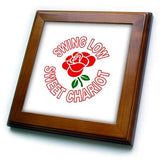 3dRose Single Red Rose and Sweet Chariot Anthem Framed Tile Wall Art, ft-376705-1