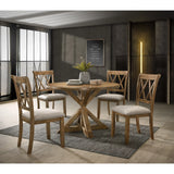 Roundhill Furniture Windvale 5-Piece Dining Set with Cross-Buck Wood Chairs and Table, Tan