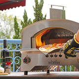 Portable BIG HORN OUTDOORS Gas Pizza Oven with 13 inch Pizza Stone, Stainless Steel Propane Pizza Maker for Outdoor Cooking