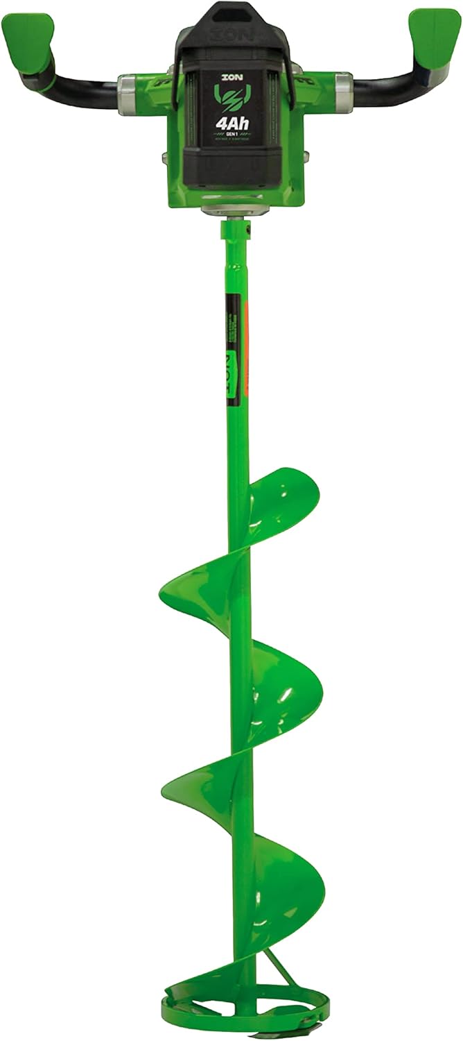 ION ICE FISHING G1 8 Electric Power Ice Fishing Auger with 40V MAX 4Ah Gen 1 Lithium-Ion Battery in Green/Black